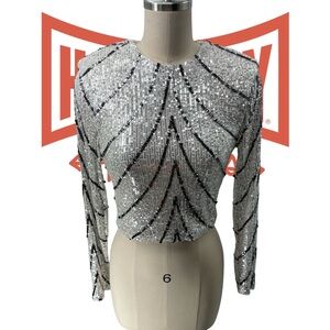 Dazzling Silver Sequin Crop Top